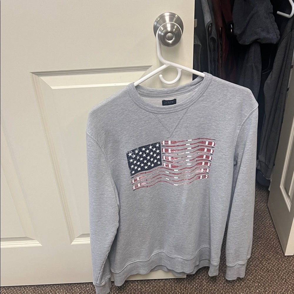 J. Crew Factory Light Gray Crewneck with Flag Design